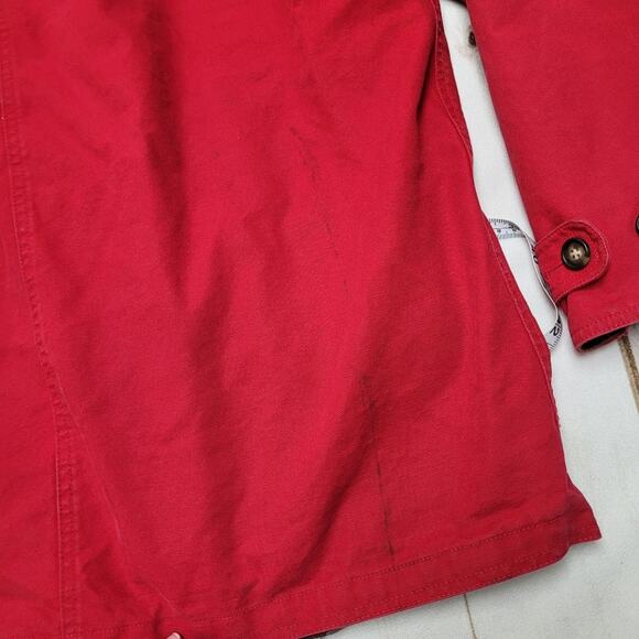 Vintage Lands End red canvas chore field barn coat plaid lined tall - Picture 10 of 11